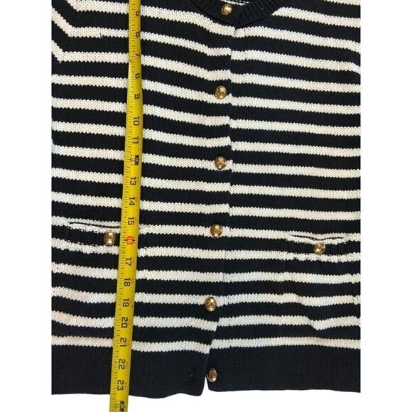 Zara Womens Cardigan Sweater Size L Black White Striped Gold Button 3991/124 NWT - Picture 9 of 9